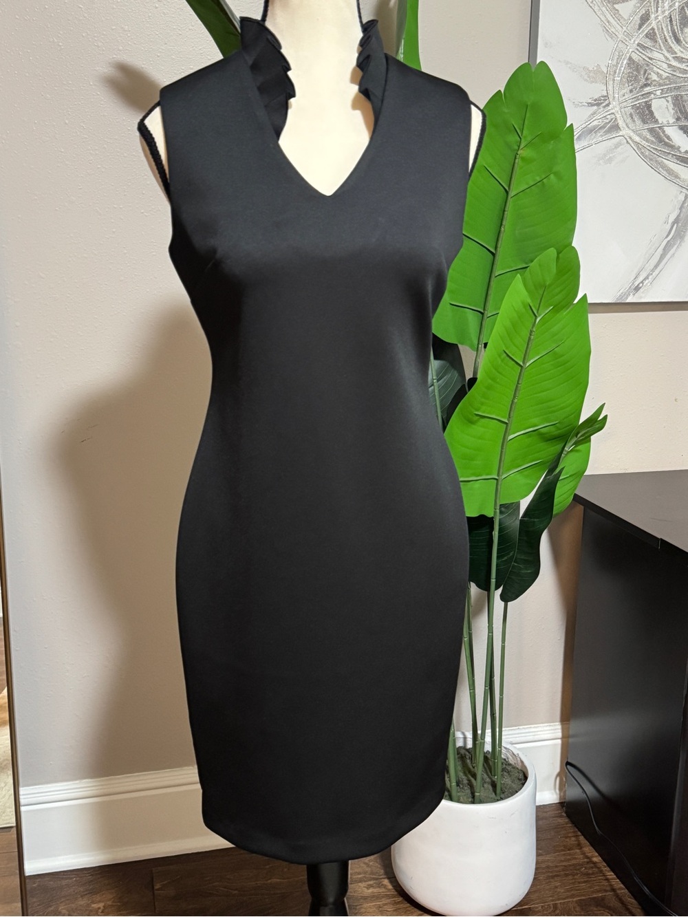 Calvin Klein Black Sleeveless V-Neck Mini Dress